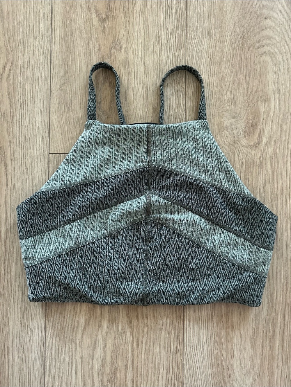 FP Movement by Free People Grey Patterned High Neck Bralette